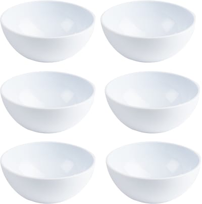 Plasticforte Kommetjes - 6x - Schaaltjes - wit - kunststof - 12 x 5 cm - voor dessert en ontbijt - 425 ML - BPA vrij - Onbreekbaar