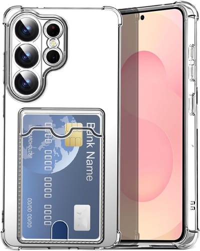 Ntech - Transparant hoesje met Pasjeshouder geschikt voor Samsung Galaxy S26 Ultra - Shock Proof Case – Kaarthouder