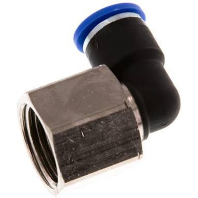 10mm x G1/2'' 90 graden L-verbinding Messing/PA 66 Insteekfitting Binnendraad Draaibaar NBR
