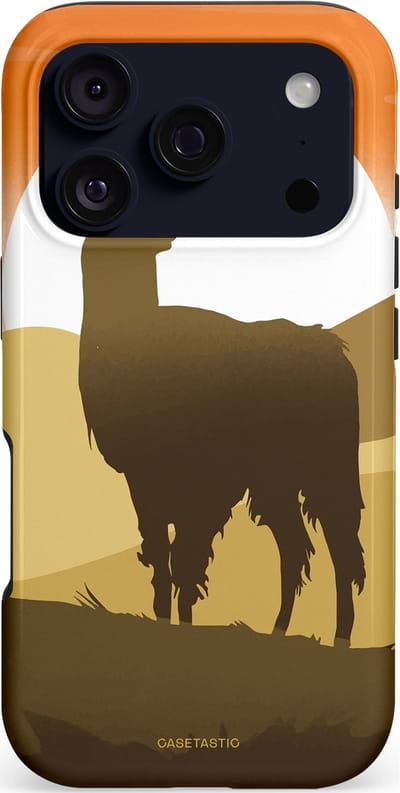 Casetastic hoesje geschikt voor Apple iPhone 17 Pro - MagSafe - Dubbellaagse bescherming - Silhouet Alpaca - Fashion Case - Donkergrijs Terracotta Beige Wit