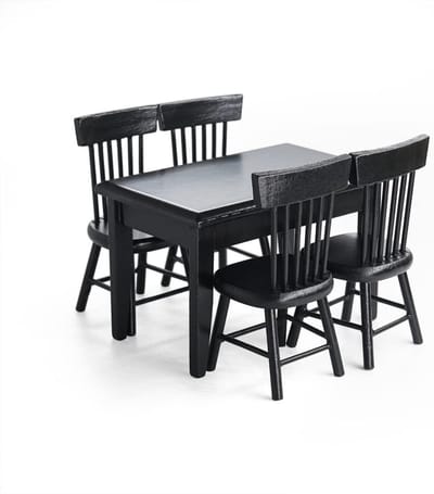 Miniatuur Eettafel Stoelen - Poppenhuis Meubels - Poppenhuis Decoratie - Schaal 1:12 - 10.4 x 6.4 x 6.5 cm - Zwart