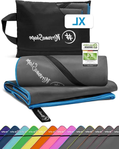Microvezel Handdoek - Grote Reisdoek - Sport en Reizen - Super Absorberend Sneldrogend - XL 200 x 100cm - Grijs Blauw