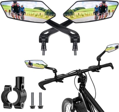1 set fietsspiegel, 2 stuks achteruitkijkspiegel, fiets, grote inklapbare spiegel voor 20-24 mm stuur, HD 360° verstelbare fietsspiegel, achteruitkijkspiegel, fietsspiegel voor fiets, mountainbike