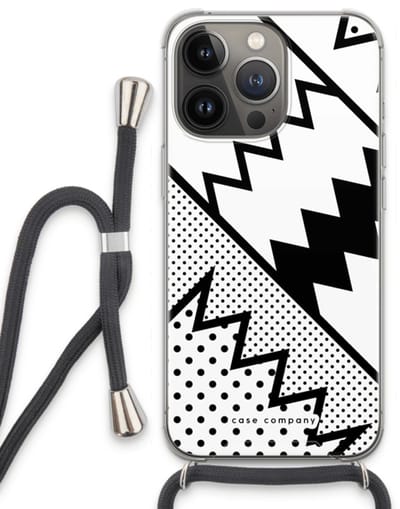Case Company® - Hoesje met koord geschikt voor iPhone 13 Pro hoesje met Koord - Pop Art #5 - Telefoonhoesje met Zwart Koord - Bescherming aan alle Kanten en Over de Schermrand