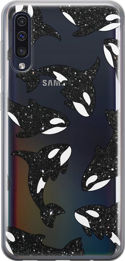Hoesje geschikt voor Samsung Galaxy A50 - Orka - Soft Case - TPU - Print - Transparant - Mooie Telefoonhoesjes