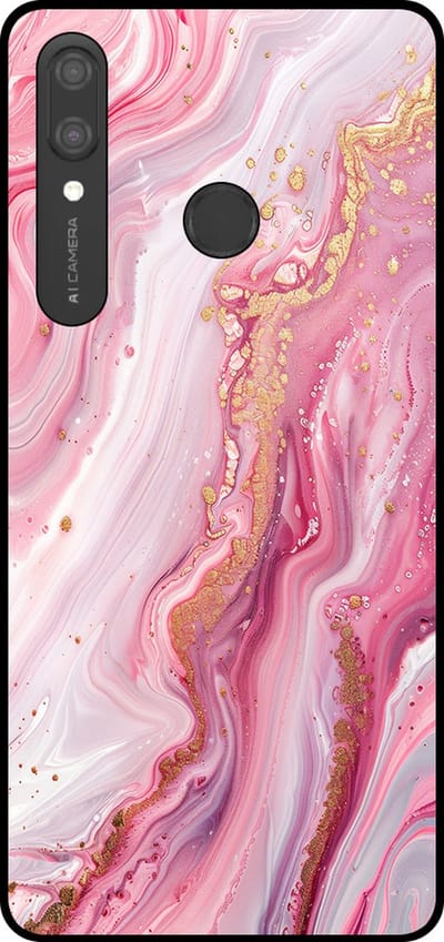 Smartphonica Telefoonhoesje Geschikt voor Huawei P Smart (2019) met marmer opdruk - TPU backcover case marble design - Roze geschikt voor Huawei P Smart (2019)