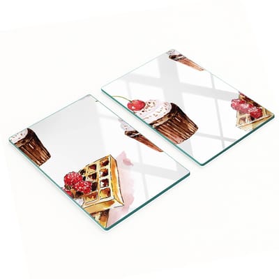 Decoratieve glazen snijplanken voor in de keuken met afbeeldingen van desserts, 2x40x52 cm
