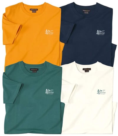 ATLAS FOR MEN - Set van 4 T-shirts Trek Park - Heren - Verkrijgbaar in grote maten - L