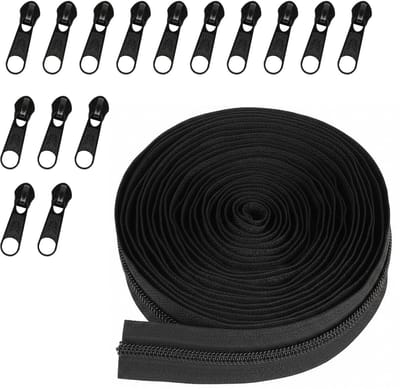 Dailygoods- Eindeloze Ritssluiting 5 m - 15 Ritsen - Wit Nylon - Duurzaam - Slijtvast - Flexibel Ontwerp