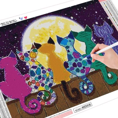 Diamant Schilderij Ronde Steentjes Cartoon Diamant Borduurwerk Natuur Kat Hobby En Handwerk 20X30 yellow