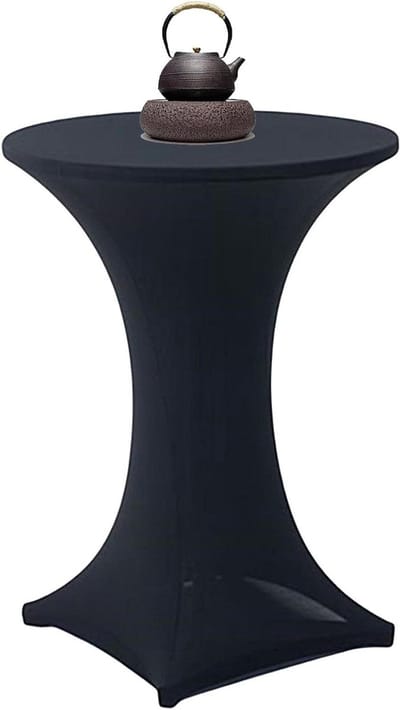 Statafelhoes Stretch - Cocktailtafel Overtrek - Feestelijke Decoratie - Dubbele Naad - 70x110 cm - Zwart