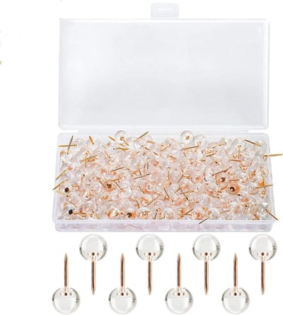 Dailygoods - 100 stuks punaises en priknaalden, transparante punaises, punaises, rijstnaalden, prikbordnaalden, wit, extreem stabiel en herbruikbaar, ideaal voor kantoor en thuisgebruik