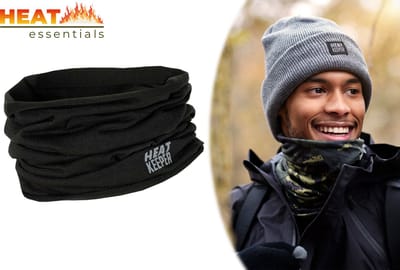 Heat Essentials - Multifunctionele Nekwarmer - Thermo Sjaal - Zwart - Unisex - One Size - Nekwarmer Heren - Sjaal Dames - Muts - Haarband - Bandana - Buff