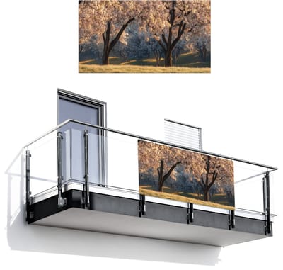 Balkonscherm 200x110 cm - Balkonposter Bomen - Bloesem - Lente - Balkon scherm decoratie - Balkonschermen - Balkondoek zonnescherm