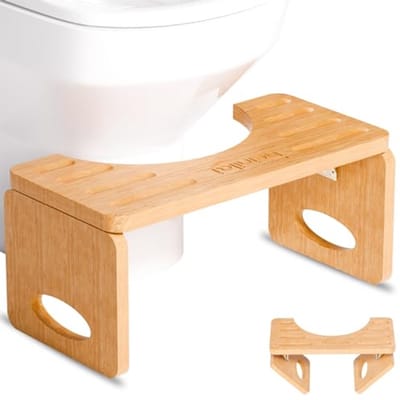 Opvouwbare Bamboe Toiletkruk - 7 Inch Poepkruk voor Volwassenen - Antislip en Compact
