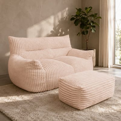 Zitzak - Zitbank - Comfortabele zitbank - Grote zitzak - Met voetenbankje - Ergonomisch - Met armleuningen - Diepe Comfort Voor Woonkamer/Slaapkamer - Roze
