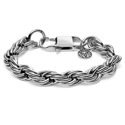 Corwin Amager Zilverkleurige 10 mm Touwketting-armband