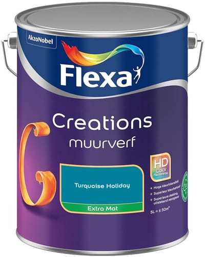 Flexa - Creations Muurverf Extra Mat - Turquoise Holiday - Mengverf - 5 L