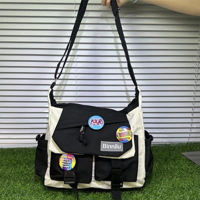 Sac à bandoulière tendance pour jeunes hommes, Sacs à bandoulière cool tendance à fermeture éclair à rabat pour l'école, le campus, les voyages, le shopping, Sac messager pour adolescents black
