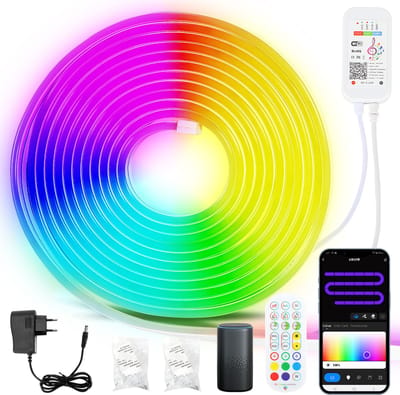 Neon LED Strip RGBIC 3 Meter - 3535 Light strip IP65 Voor Buiten LED Verlichting- Met App En Afstandsbediening - Smart LED-strip - Volledig Dimbaar - Compatible met Google Home, Amazon Alexa En Siri