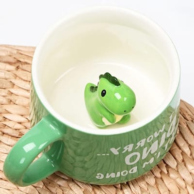 3D Dinosaur Mok van Keramiek, 350 ml, Schattige Theekop met Opdruk, Perfect Cadeau voor Verjaardag, Kinderen en Volwassenen