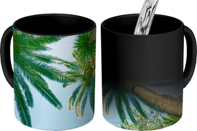 Magische Mok - Foto op Warmte Mokken - Koffiemok - Palmbladeren - Lucht - Zomer - Tropisch - Magic Mok - Beker - 350 ML - Theemok