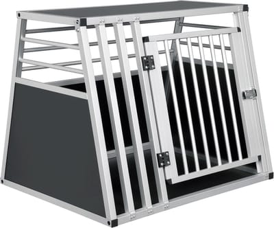 BukkitBow - Aluminium/MDF Hondentransportbox - Trapeziumvormig Ontwerp - met Volledige Ventilatie - Zilver of Zwart - 65x65x80cm - Zwart