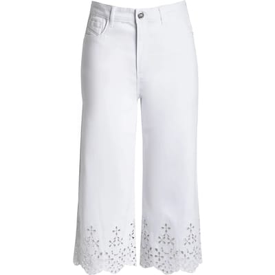 Vrouwen geborduurde jeans Mat Fashion Wide Leg
