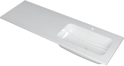 INK Faktor Wastafel Polystone Rechts met 1 Kraangat - 1400x450x15 mm - Glans Wit