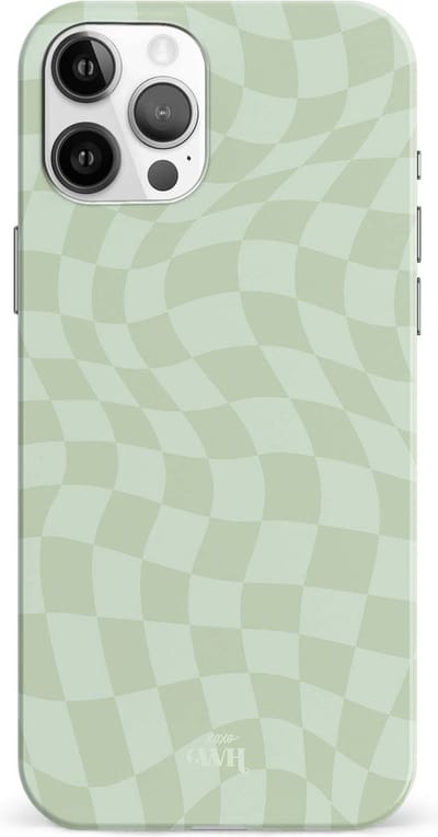 xoxo Wildhearts Pretty Pistache - Single Layer - Hoesje geschikt voor iPhone 11 Pro Max case - Siliconen hoesje met golvenprint - Golvende blokjes - Geblokt - Hardcover - Beschermhoes - Optimale bescherming - Groen