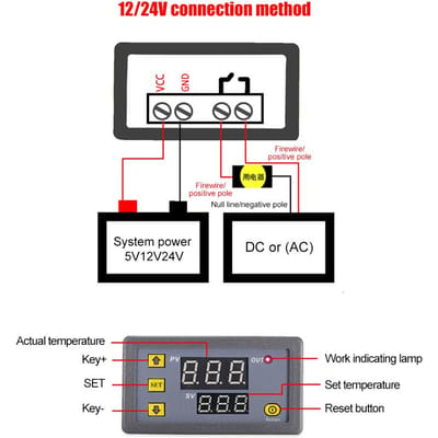 3230 Contrôleur de Température Affichage Numérique Module Thermostat Interrupteur de Contrôle de Température Micro Chauffage Refroidissement black