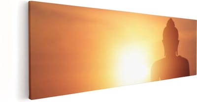 Artaza Canvas Schilderij Boeddha Zon - 60x20 cm - Wanddecoratie Woonkamer - Muurdecoratie Spiritueel - Kamer Accessoires