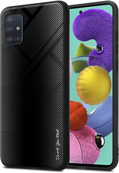 Cadorabo Hoesje geschikt voor Samsung Galaxy A51 4G / M40s in OPAAL ZWART - Beschermhoes gemaakt van TPU silicone Case Cover en achterkant van gehard glas