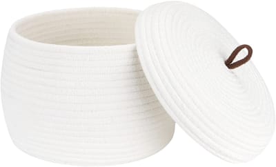Allecto - Opbergmand - Ronde katoenen organizer - Wit - Multifunctioneel - Ideaal voor thuis - 10 x 7,5 inch