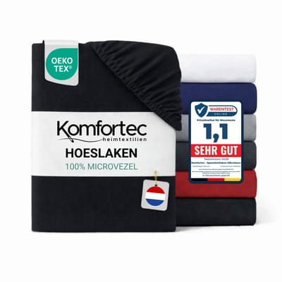 Komfortec Hoeslaken 200x200 cm - tot 30cm Matrashoogte - Rondom Elastiek - Zwart