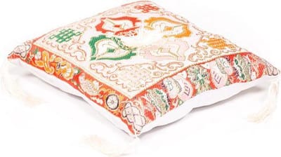 Klankschaalkussen deluxe dubbele dorje wit - 20x20 - Brokaat - Katoen - Polyester - Wit