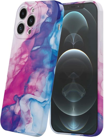 Smartphonica Telefoonhoesje Geschikt voor iPhone 12 Pro Max met Roze Blauw Marmer Opdruk - Flexibel Softcase TPU - Backcover Case Rosé Blue Marble Design geschikt voor iPhone 12 Pro Max