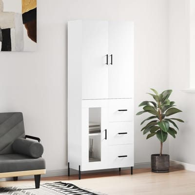 vidaXL - Hoge - kast - 69,5x34x180 - cm - bewerkt - hout - wit
