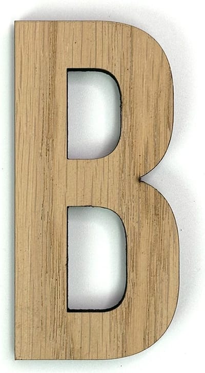 Houten letter B - 37 cm hoog
