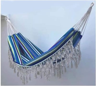 Hangmat Katoen - Schommel Bed - Ontspannen Buiten - Gelijkmatige Gewichtverdeling - 200x150 cm - Naturel