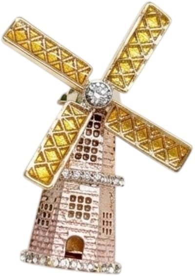 2 Love It Hollandse molen - broche - goud met koper - glinsterende kristallen - luxe afwerking