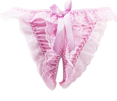 BamBella ® - String roze kant slip Kruisloos - One size - Sexy Erotische onderbroek dames