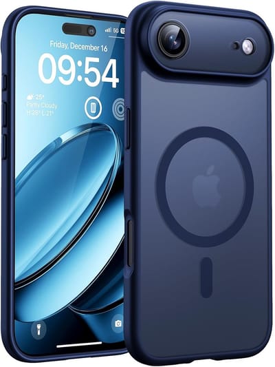 Hoesje Geschikt voor Apple iPhone Air - Geschikt voor MagSafe Telefoonhoesje - Donker Blauw - Casemania Matte Armor Magnetische Back Cover - Val/Stoot Bescherming met Camera Protection