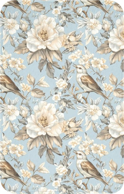 WC mat 50x80 cm - Antislip - Botanisch - Zangvogel - Blauw - Toiletmat - Vloermat - Douchemat - Toilet tapijt - Toiletmatten