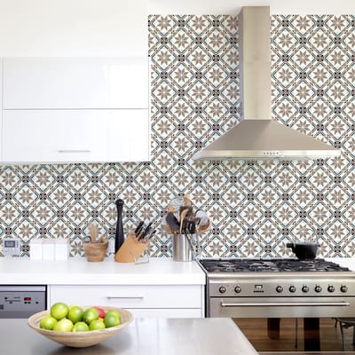 Zelfklevende tegelmuurstickers voor keuken en badkamer - 60 authentieke Giulian cementtegelstickers - 60 stickers 20x20cm