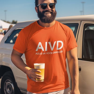 Oranje Koningsdag WK & EK T-shirt - Maat XS - AIVD Altijd In Voor Drankjes - Heren Feestkleding & Carnavalskleding