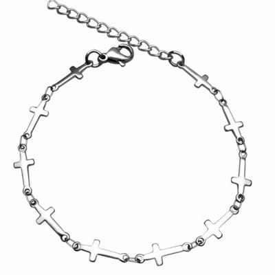 Enkelbandje- 26 cm- 30 cm-Zilverkleur- Kruisjes - Charme Bijoux