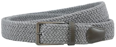Landley Elastische Riem Gemêleerd – Unisex Luxe Gevlochten Stretch Riem zonder Gaatjes – Dames / Heren - Grijs - Lengte totaal 100 cm / Riemmaat 85
