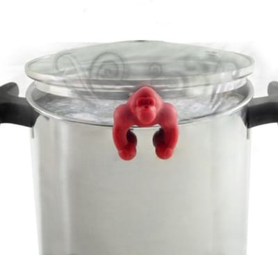 Gorilla Steam Releaser set van 2, Rood en Zwart| Pan deksel hoog houder | Rood en Zwart, siliconen Gorilla om deksel van de pan net genoeg hoog te houden. Thee Zakje houder
