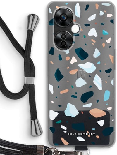 Case Company® - Hoesje met koord geschikt voor OnePlus Nord CE 3 Lite hoesje met Koord - Terrazzo N°13 - Telefoonhoesje met Zwart Koord - Bescherming aan alle Kanten en Over de Schermrand